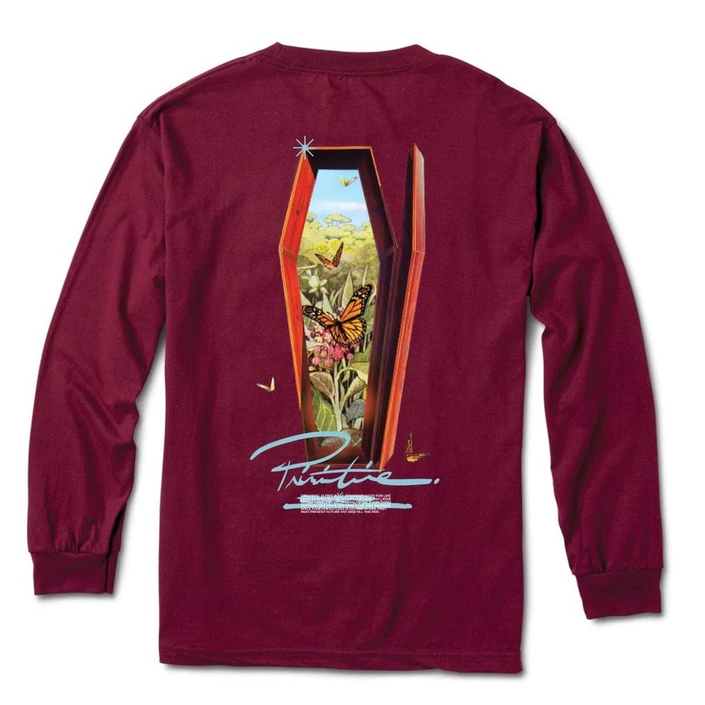 Primitive Skateboarding Apparel Men's Vessel Long Sleeve Tee T-Shirt - Burgundy